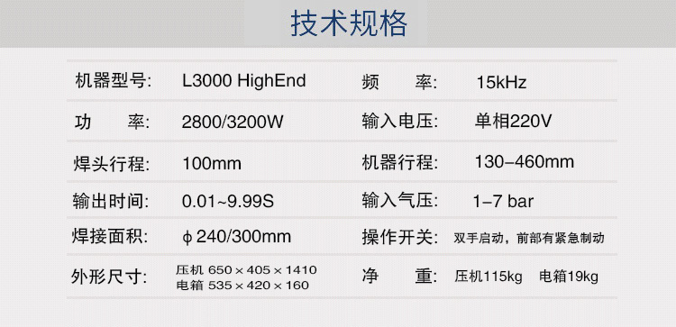 超聲波塑焊機 L3000HighEnd 15kHz 2800W/3200W